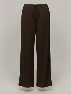 Flowing Wide-Leg Drawstring Pants in Dark Brown